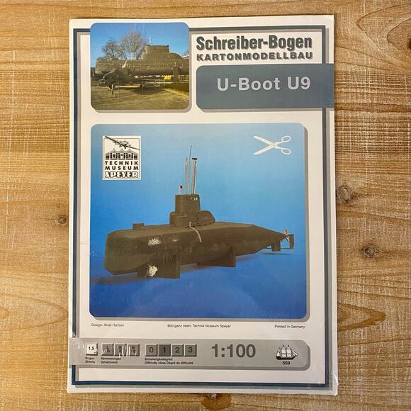 Writer-Sheet Kartonmodellbau U Boot U9 Paper Model Making Craft Sheets-Boat Ship - Picture 1 of 2